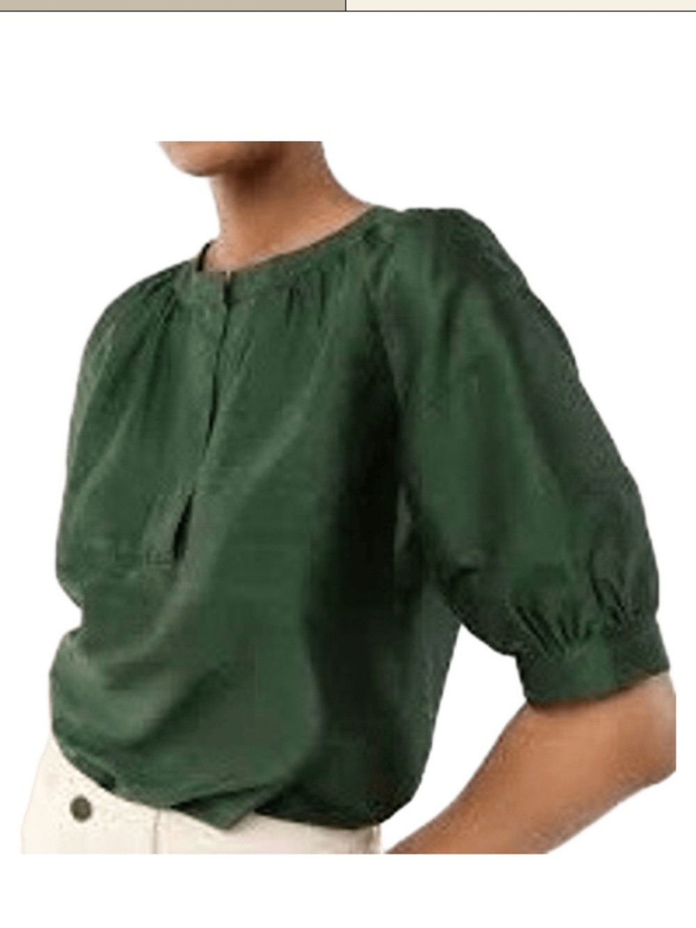 Ann Mashburn Silk Shantung Green Evening Blouse